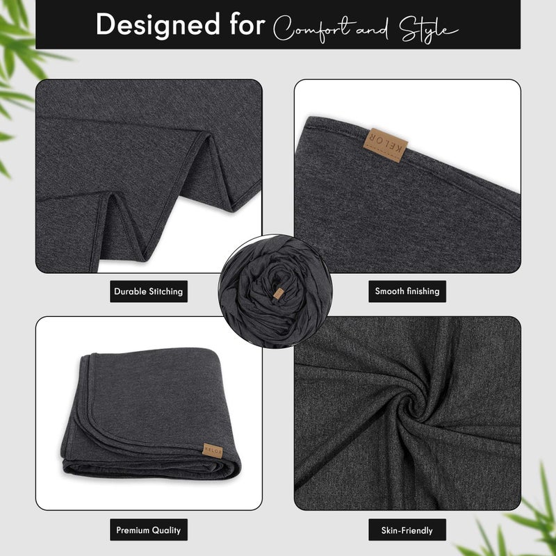 K E L O R KELOR Luxury Cooling Travel Blanket - Stretchy, Lightweight Soft & Breathable Shawl Wraps for Women | Easy-Care, Perfect for Travel, Airplane Blanket or women shawl (Grounded Gray, Double-Sided) - Image 5